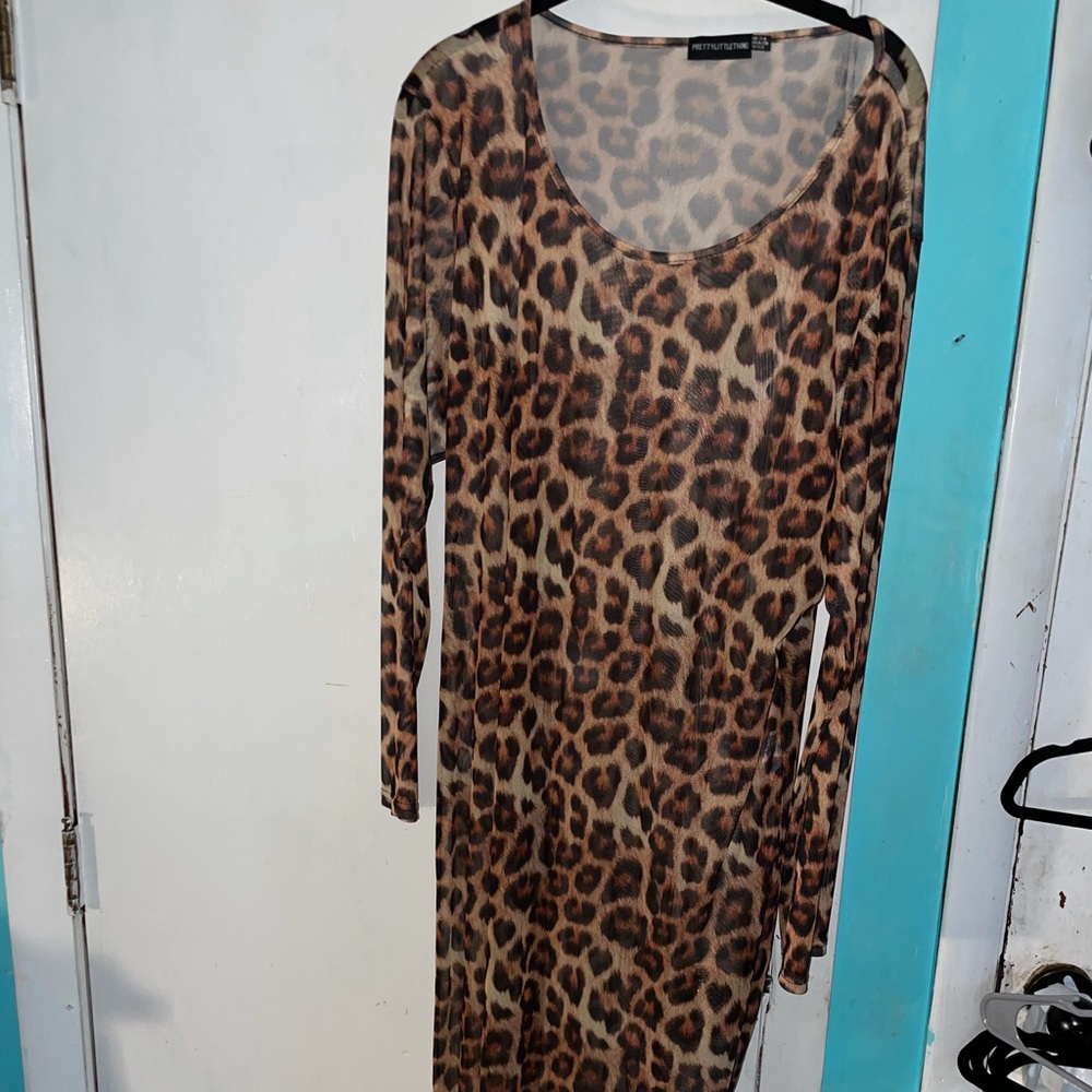 Mesh cheetah print dress